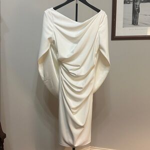 Betsy & Adam Elegant White Draped Dress